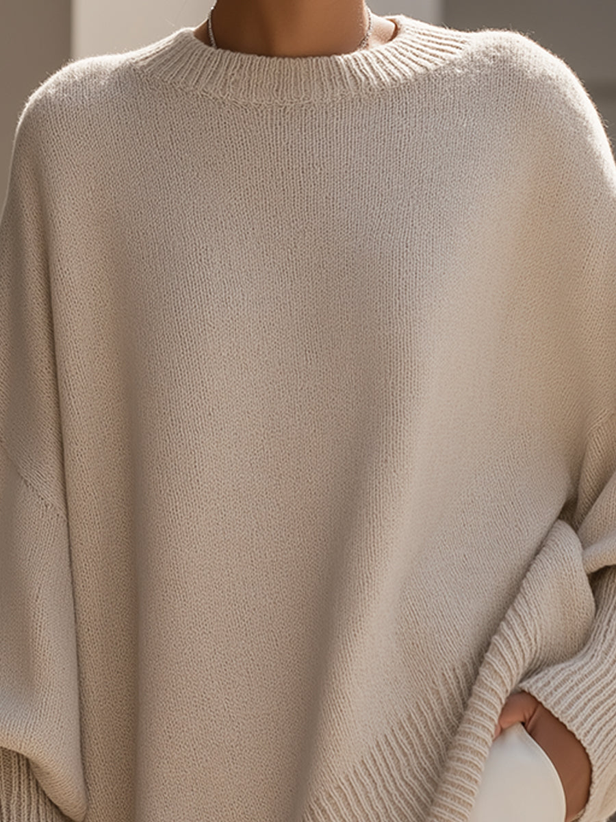 Women's Oversized Batwing Knit Poncho Sweater
