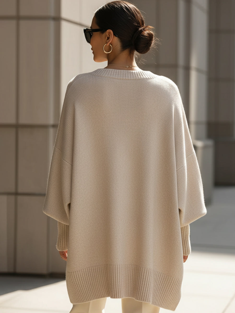Women's Oversized Batwing Knit Poncho Sweater