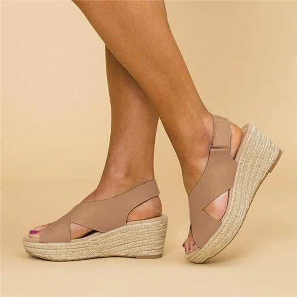Casual Cross-Strap Wedge Sandals for Women