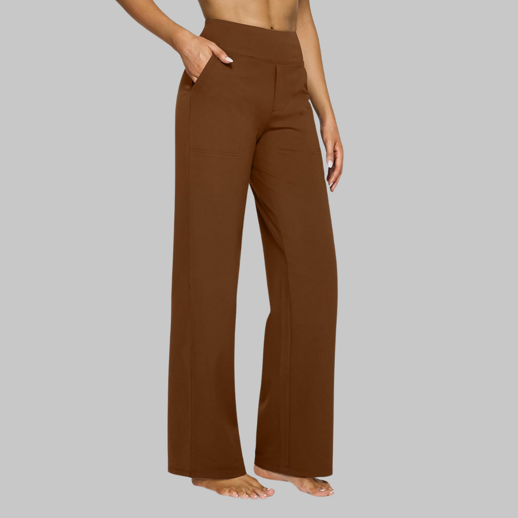 Women's High-Waisted Wide-Leg Stretch Pants