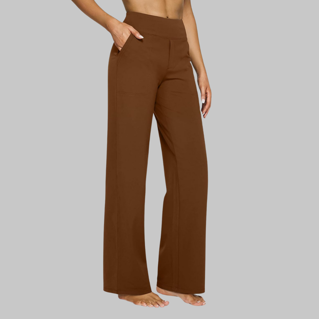 Women's High-Waisted Wide-Leg Stretch Pants