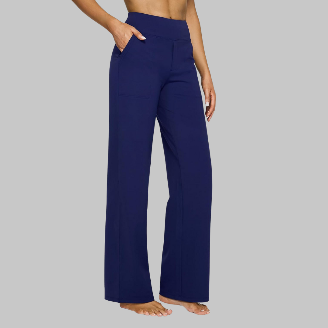 Women's High-Waisted Wide-Leg Stretch Pants