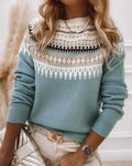 Women's Nordic Fair Isle Mock Neck Knit Sweater
