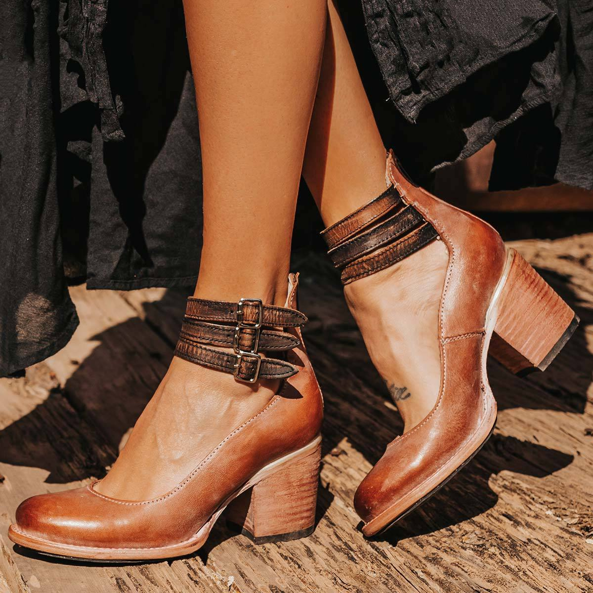 Chunky Heel Strap Shoes for Women Casual Vintage Style