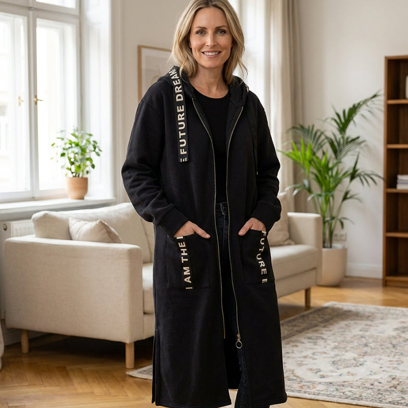 Women’s Oversized Longline Hooded Zip Coat