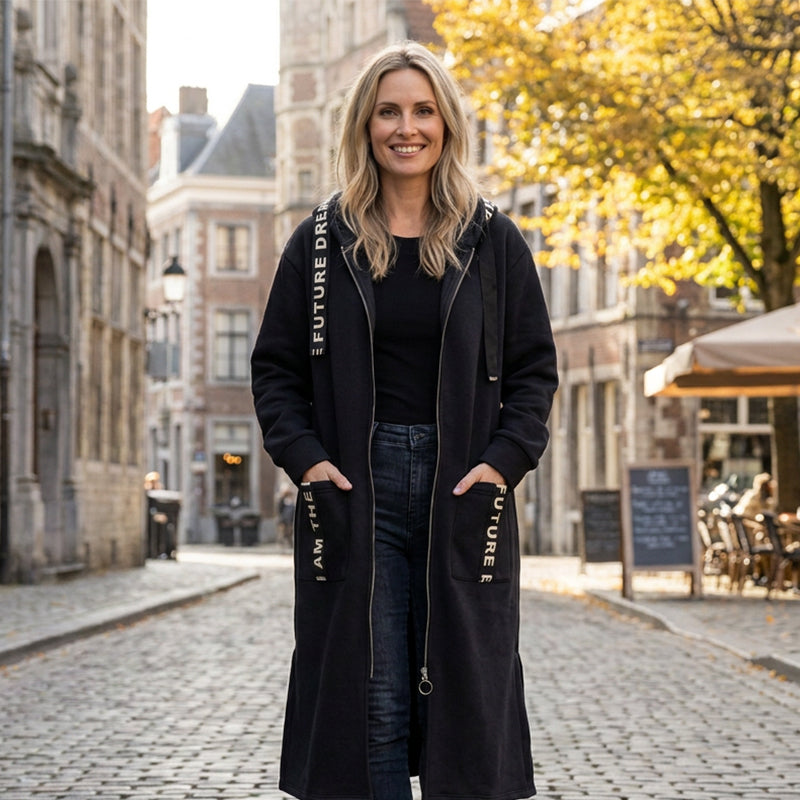 Women’s Oversized Longline Hooded Zip Coat