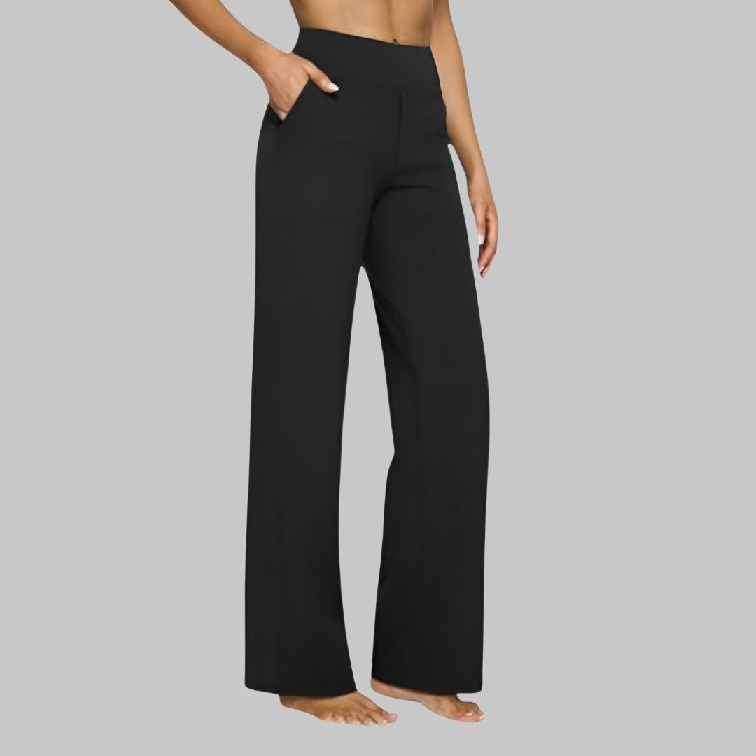 Women's High-Waisted Wide-Leg Stretch Pants