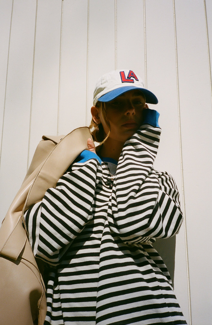 Women's Oversized Striped Crew Neck Sweatshirt