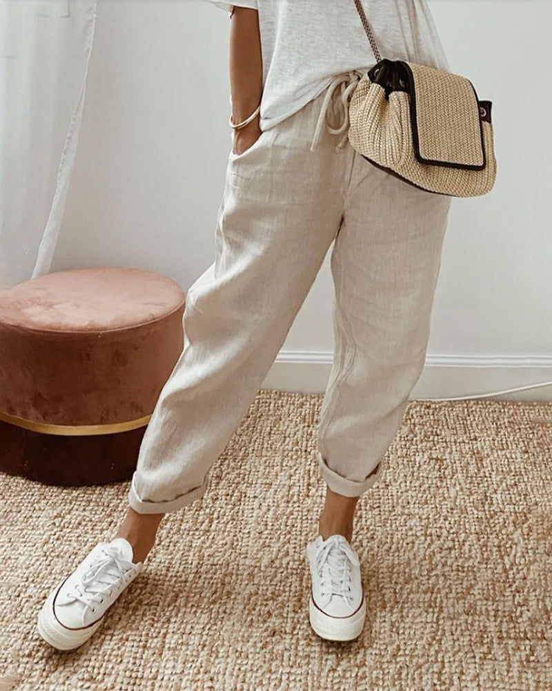 Women’s Relaxed Drawstring Jogger Pants with Pockets