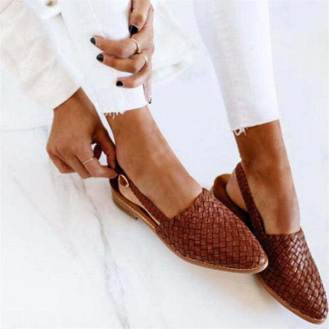 Woven Slip-On Flats Pointed Toe Casual Chic Style