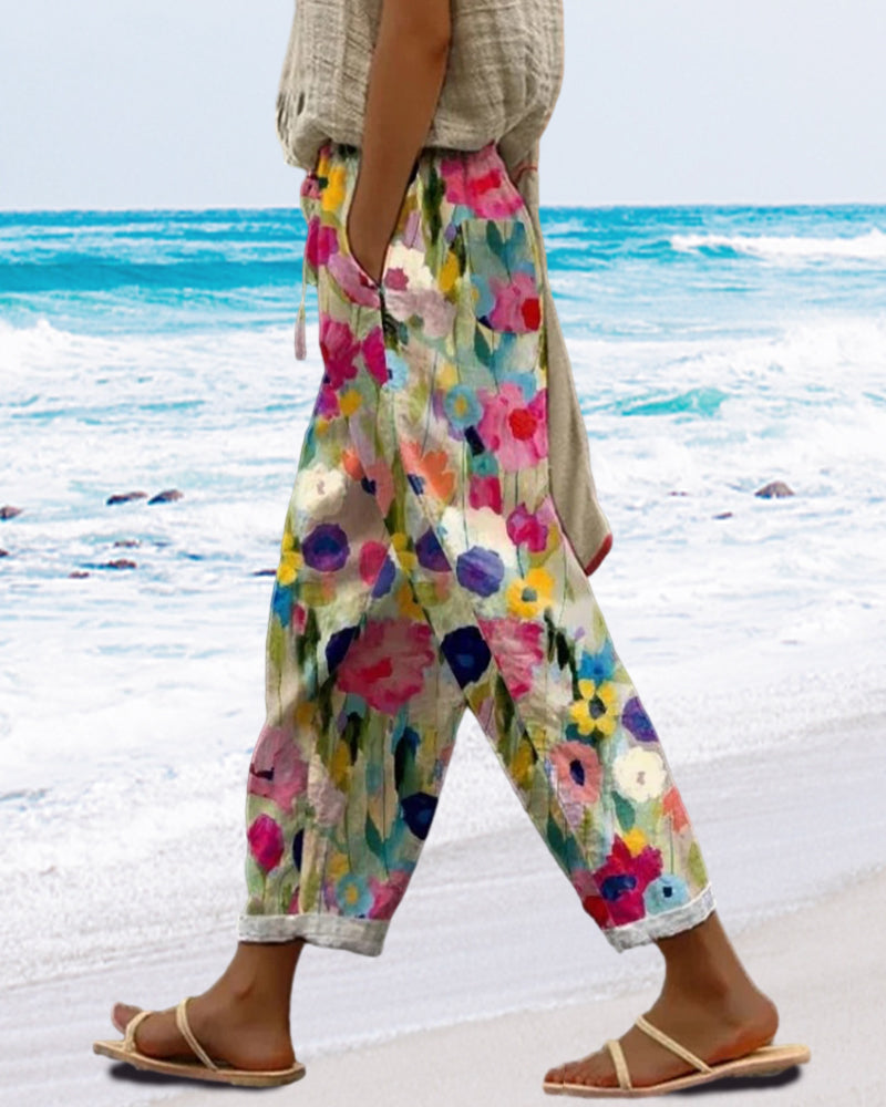 Women’s Casual Floral Print Relaxed Fit Pants