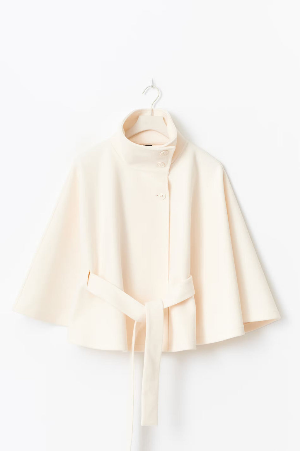 Women's High Neck Belted Cape Jacket