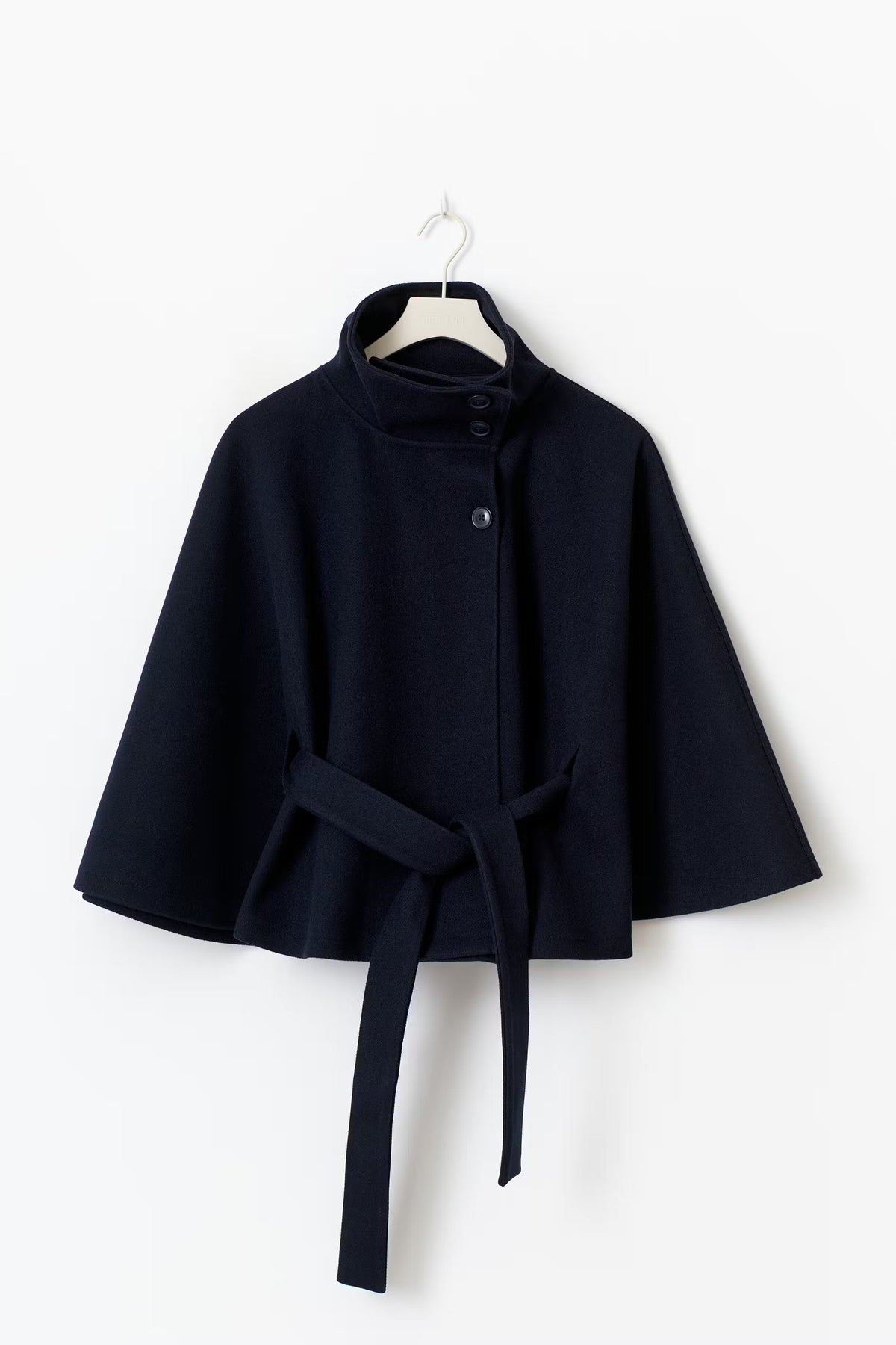 Women's High Neck Belted Cape Jacket