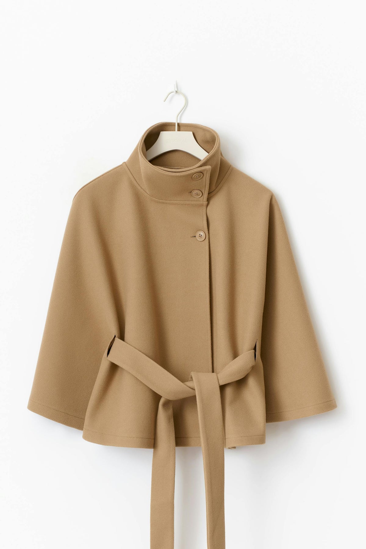 Women's High Neck Belted Cape Jacket