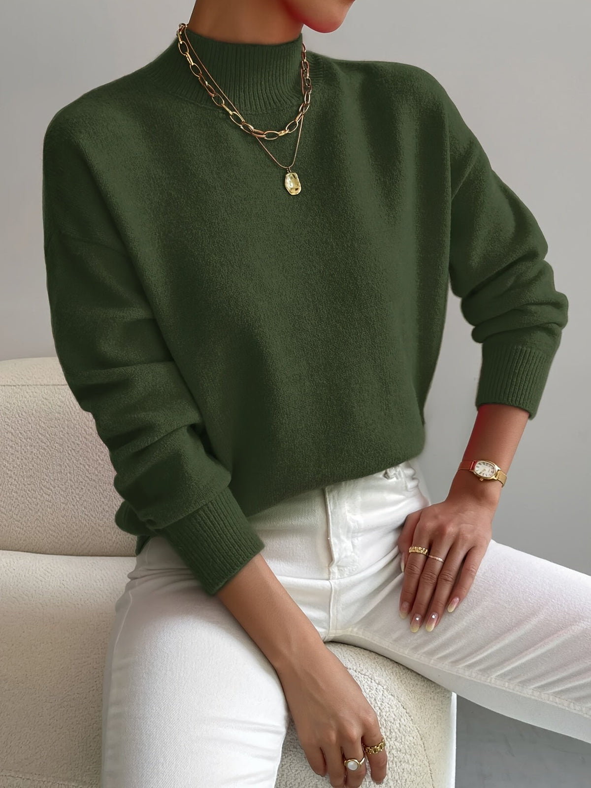 Women's Mock Neck Soft Knit Sweater
