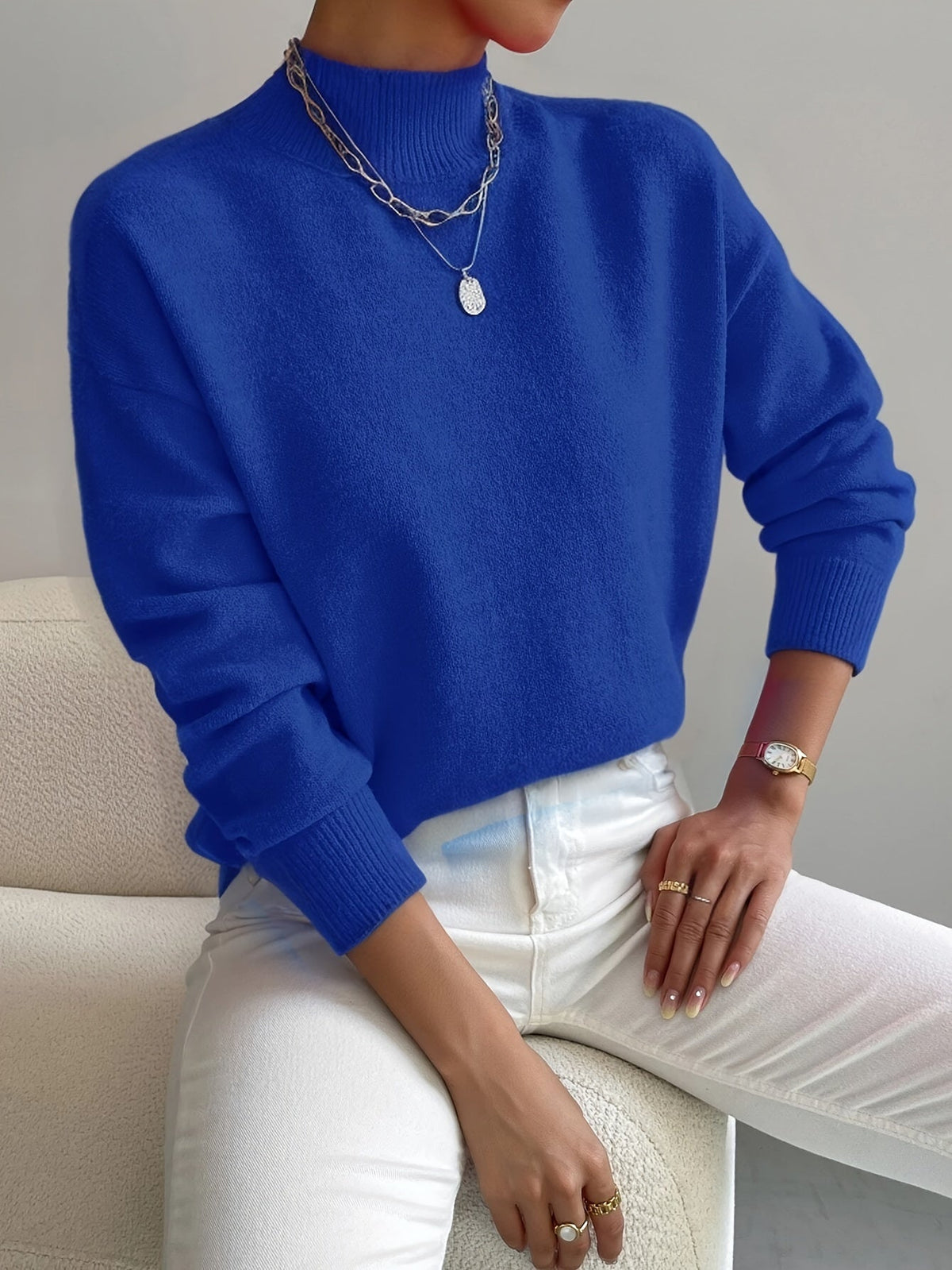 Women's Mock Neck Soft Knit Sweater