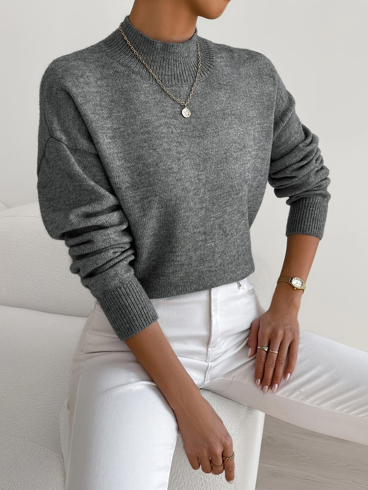 Women's Mock Neck Soft Knit Sweater