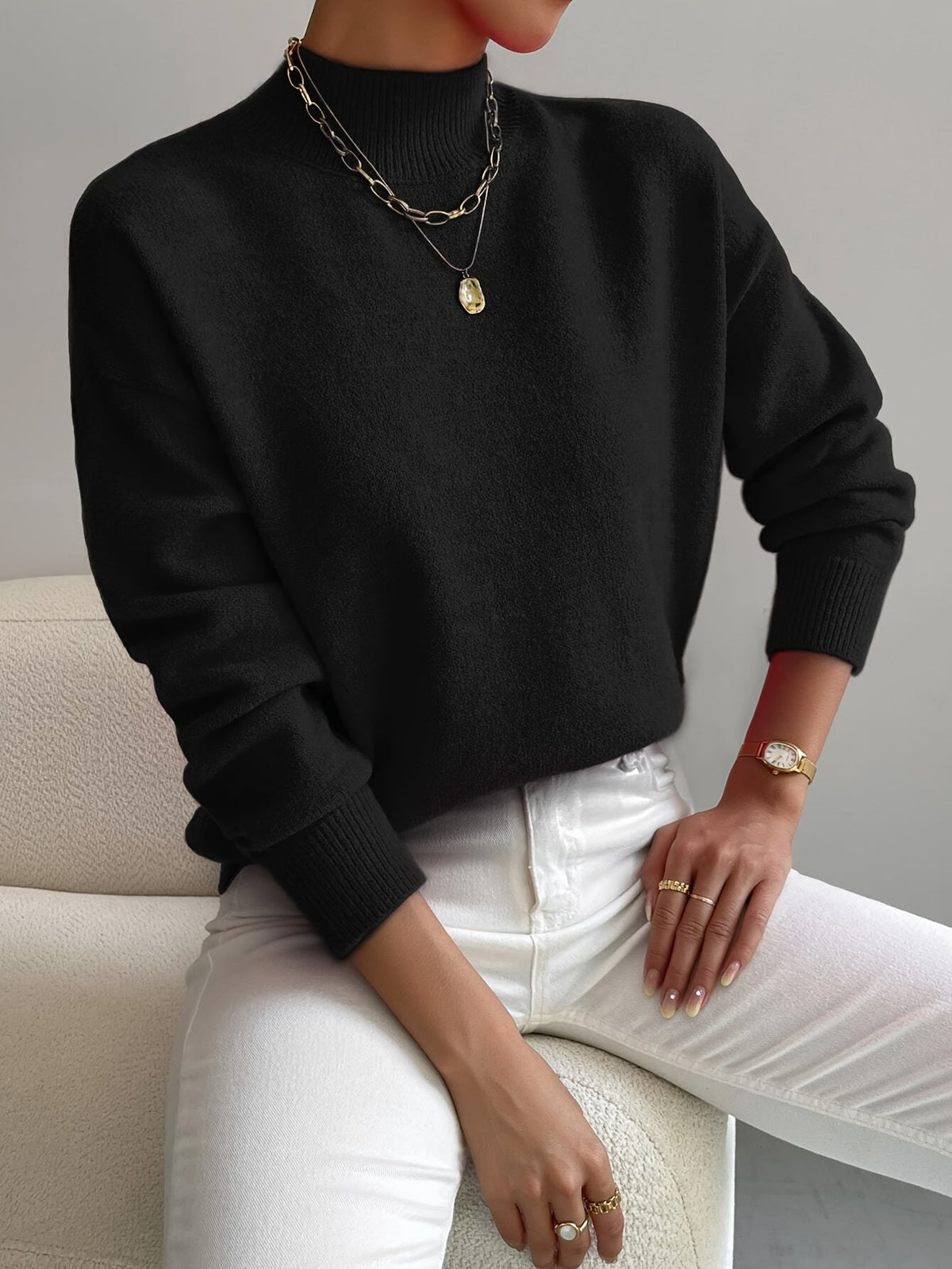 Women's Mock Neck Soft Knit Sweater