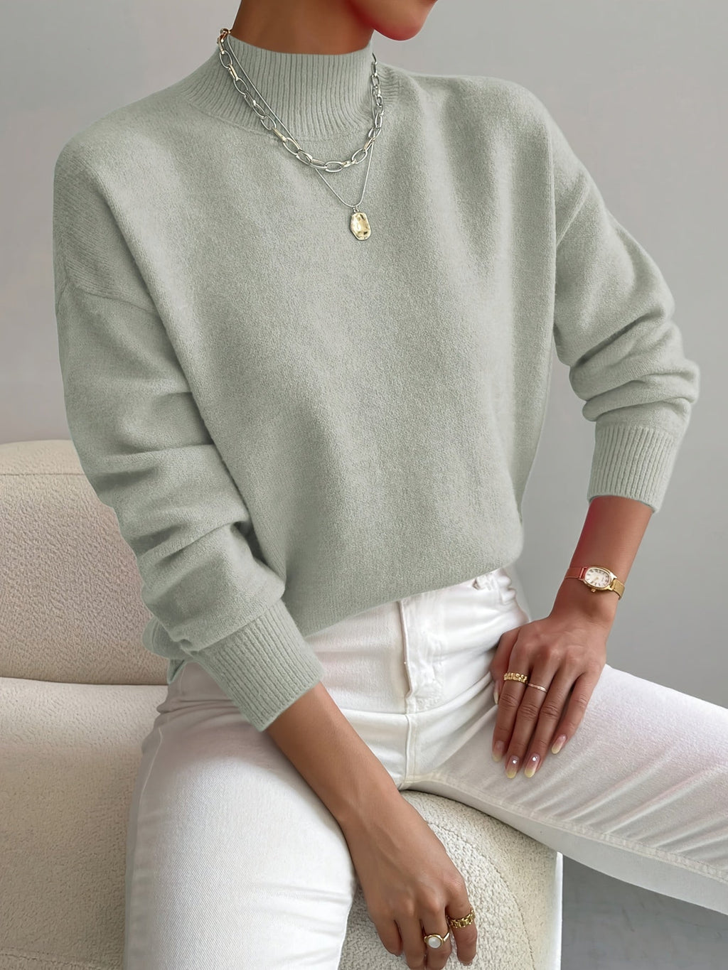 Women's Mock Neck Soft Knit Sweater