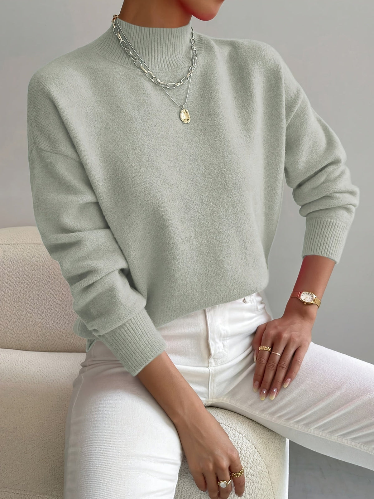 Women's Mock Neck Soft Knit Sweater