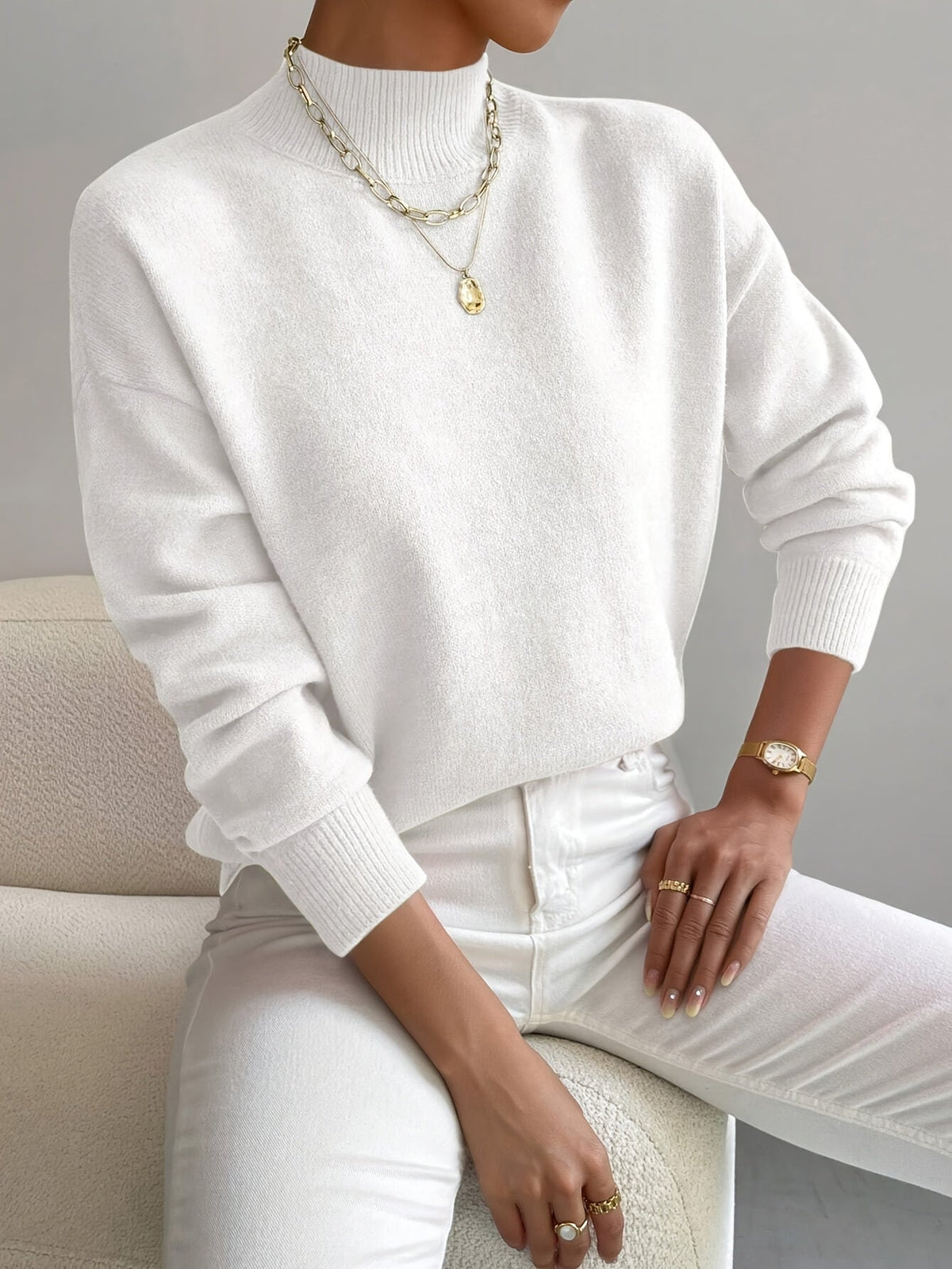 Women's Mock Neck Soft Knit Sweater