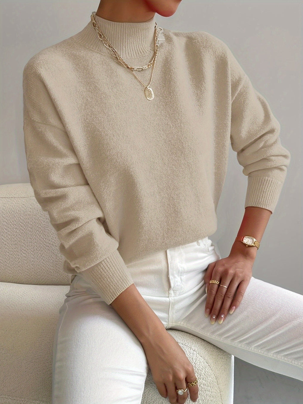 Women's Mock Neck Soft Knit Sweater