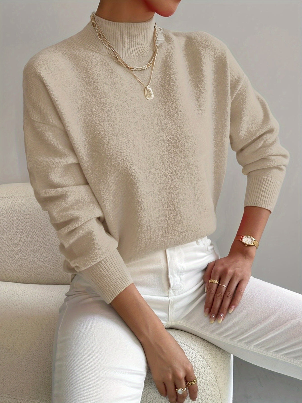 Women's Mock Neck Soft Knit Sweater