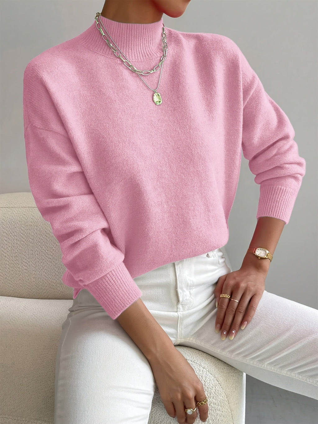 Women's Mock Neck Soft Knit Sweater