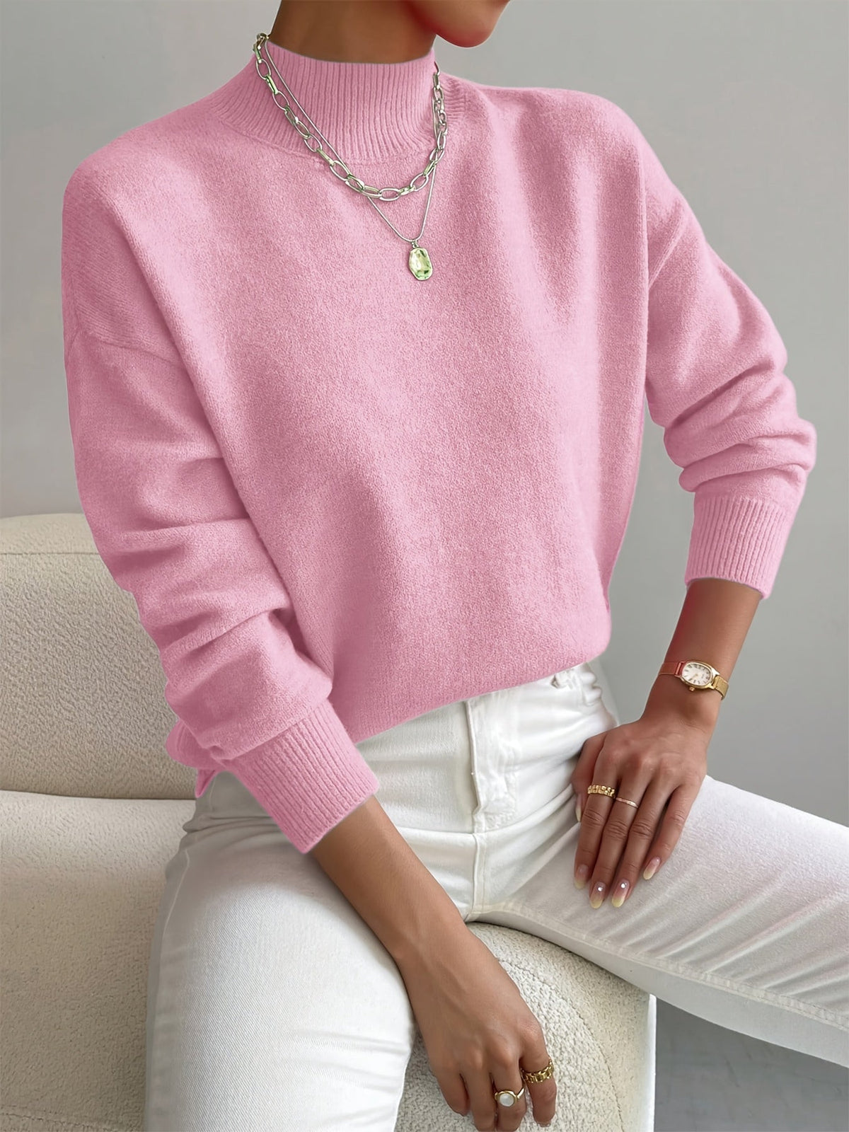 Women's Mock Neck Soft Knit Sweater