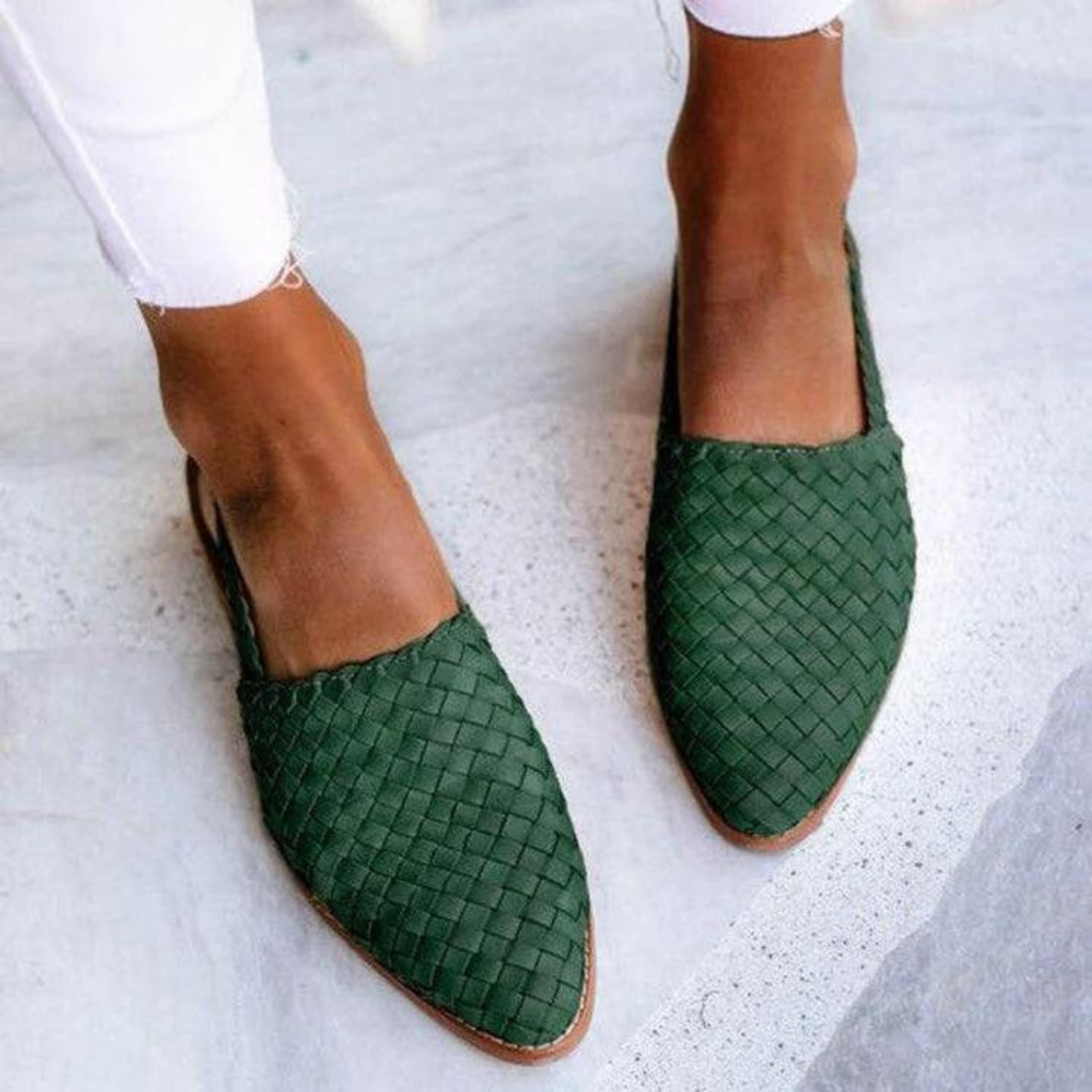 Woven Slip-On Flats Pointed Toe Casual Chic Style