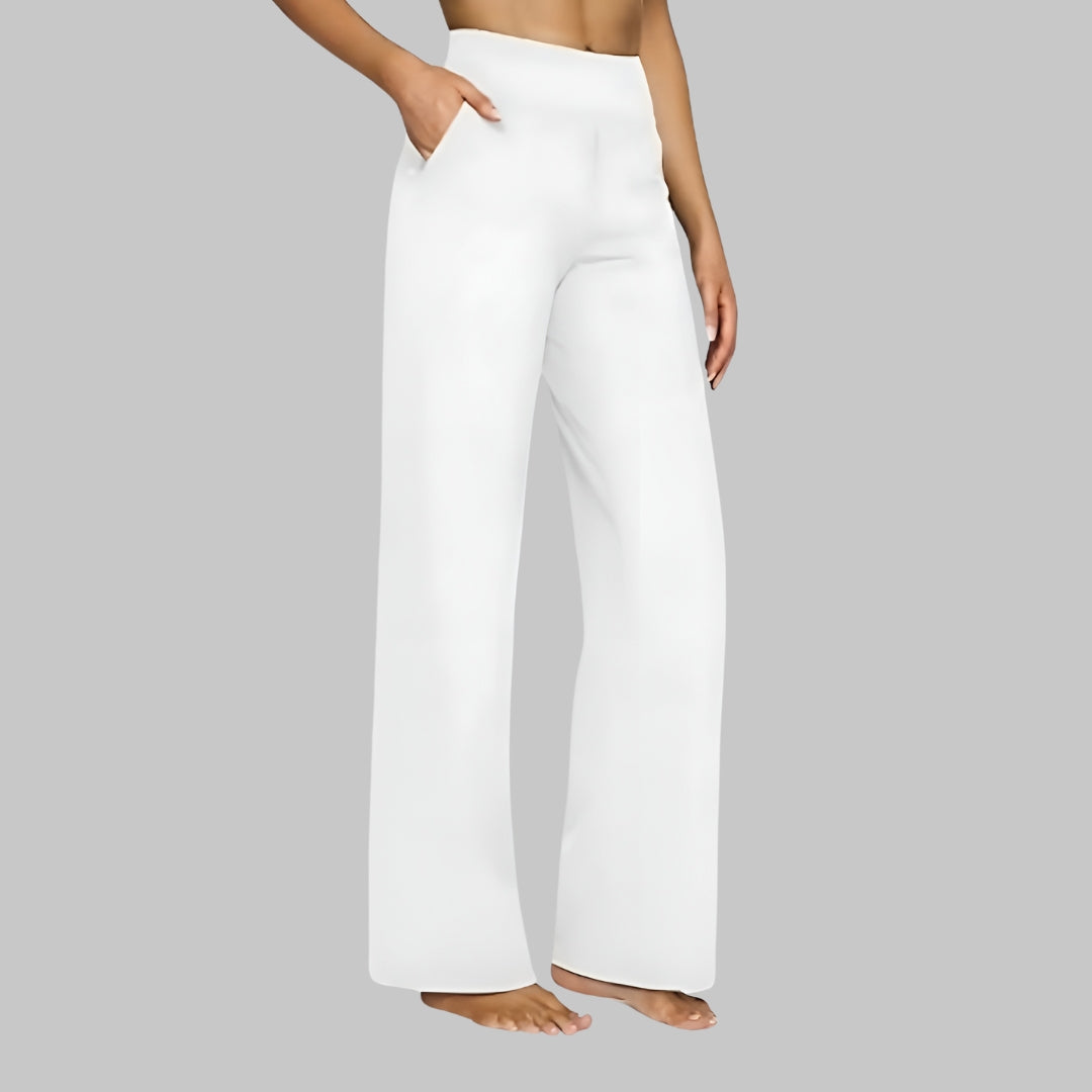 Women's High-Waisted Wide-Leg Stretch Pants