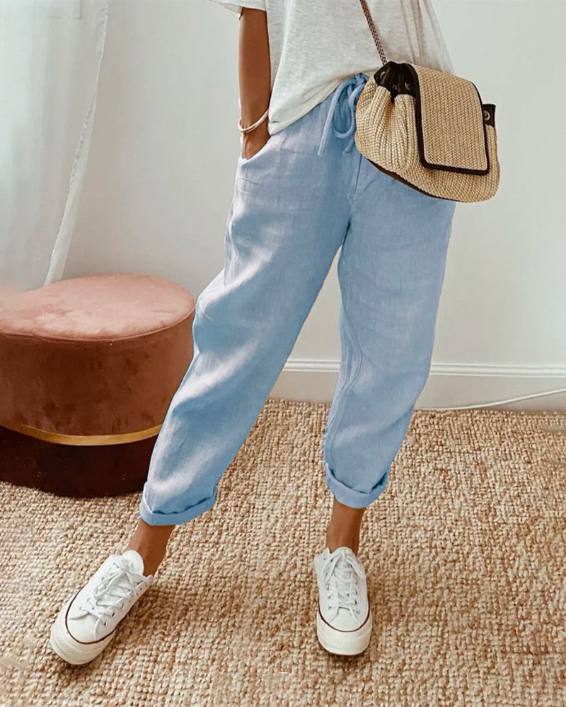 Women’s Relaxed Drawstring Jogger Pants with Pockets