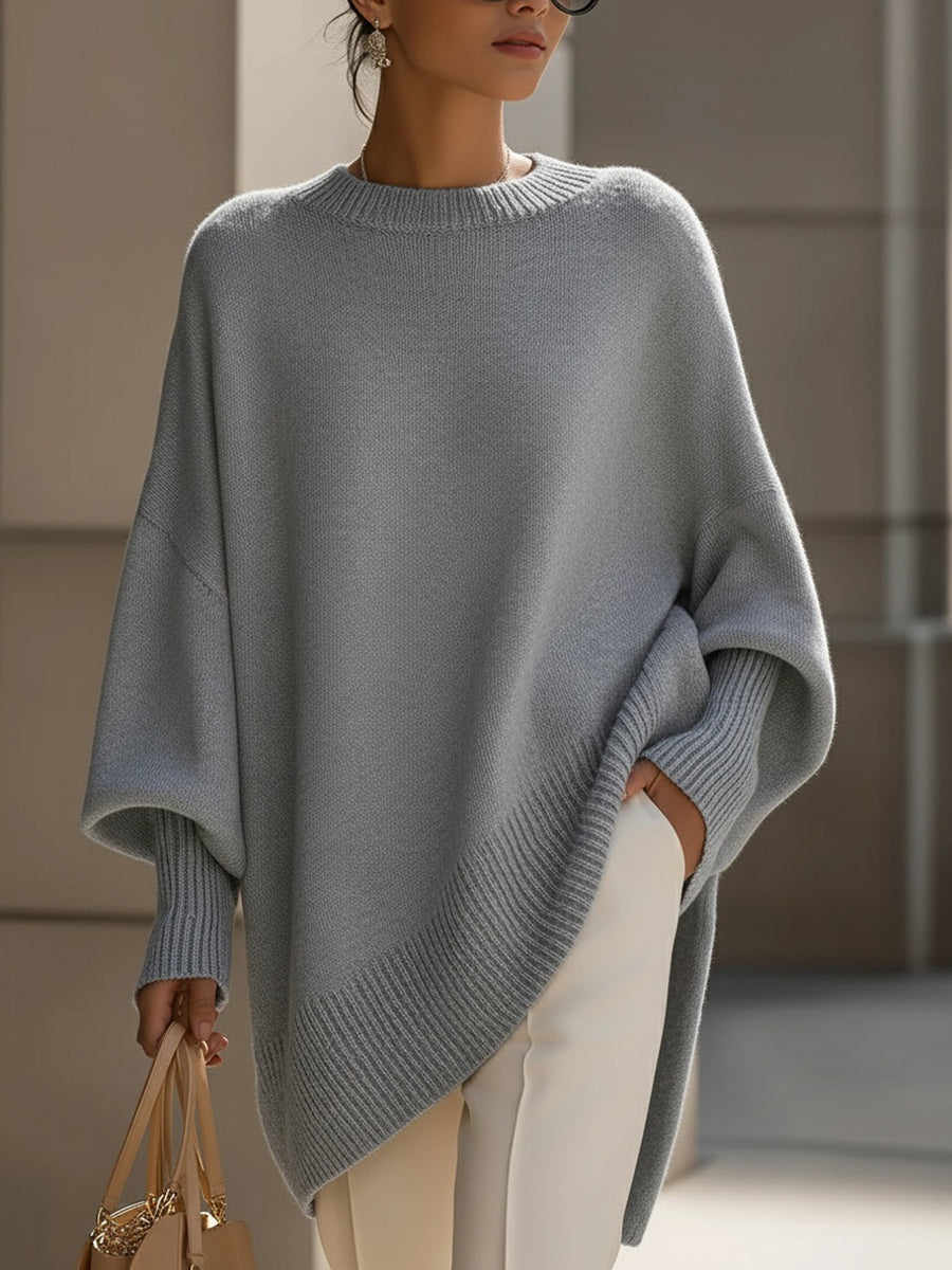 Women's Oversized Batwing Knit Poncho Sweater