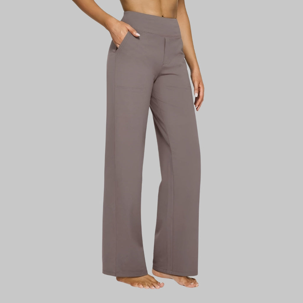 Women's High-Waisted Wide-Leg Stretch Pants