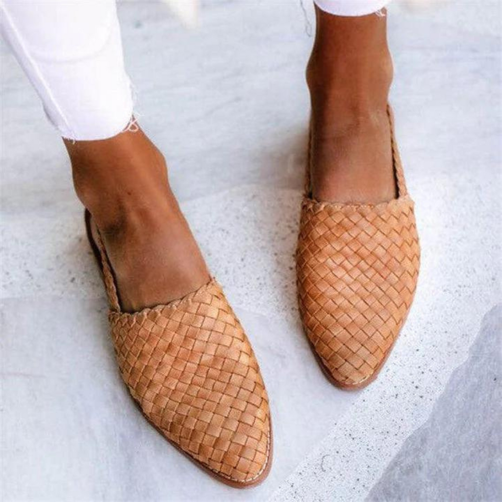 Woven Slip-On Flats Pointed Toe Casual Chic Style