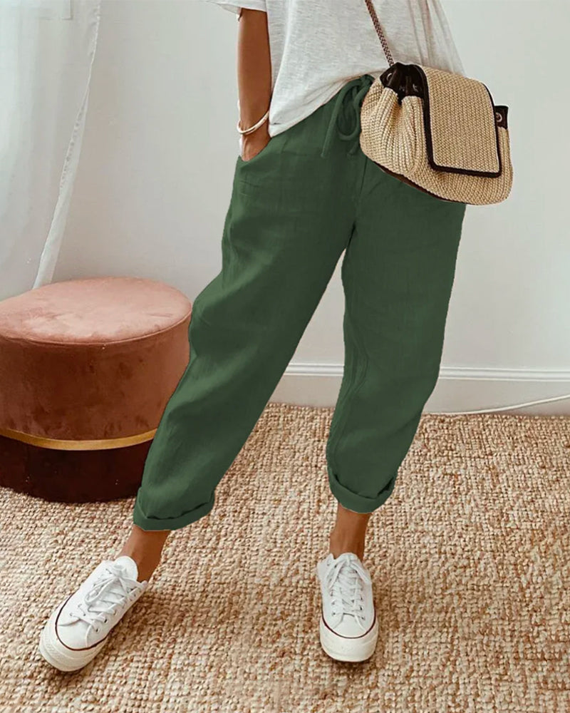 Women’s Relaxed Drawstring Jogger Pants with Pockets