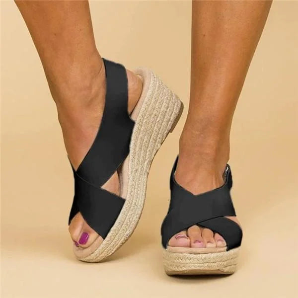 Casual Cross-Strap Wedge Sandals for Women