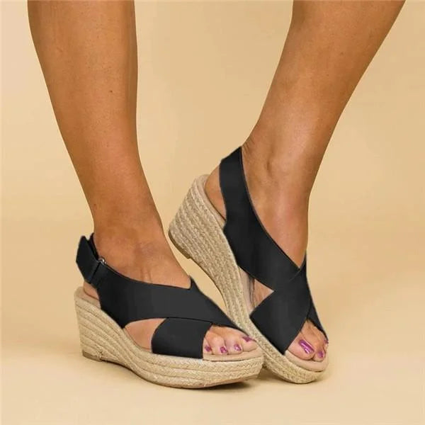 Casual Cross-Strap Wedge Sandals for Women