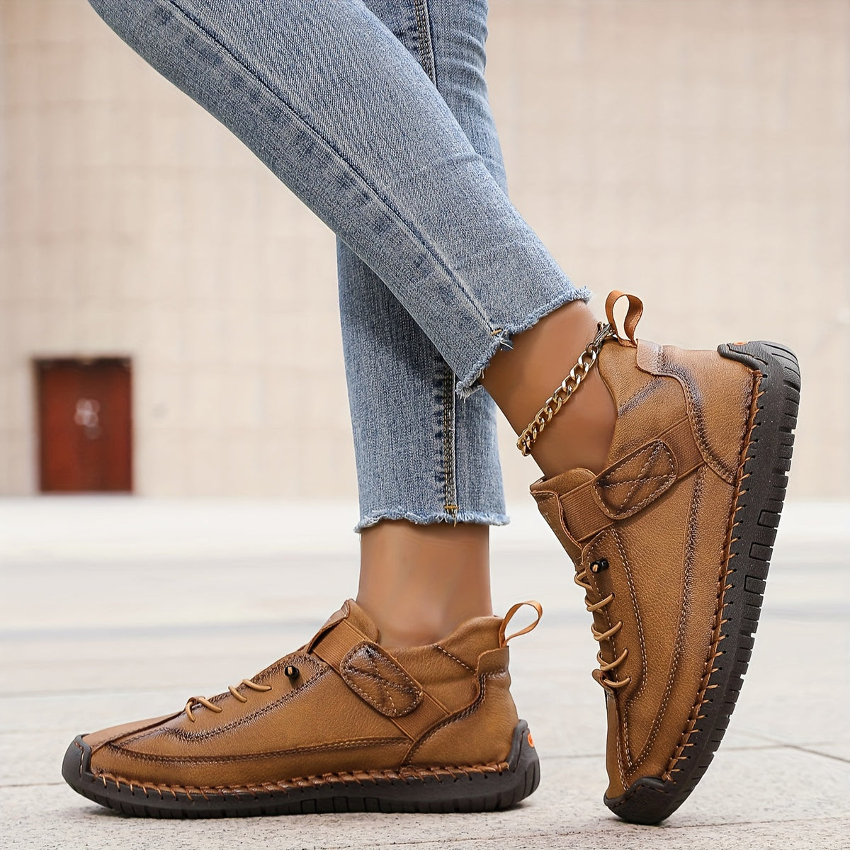 Casual Lace-Up Comfort Sneakers with Flexible Sole