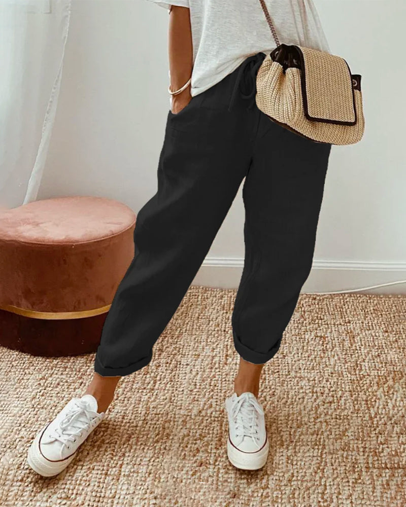 Women’s Relaxed Drawstring Jogger Pants with Pockets