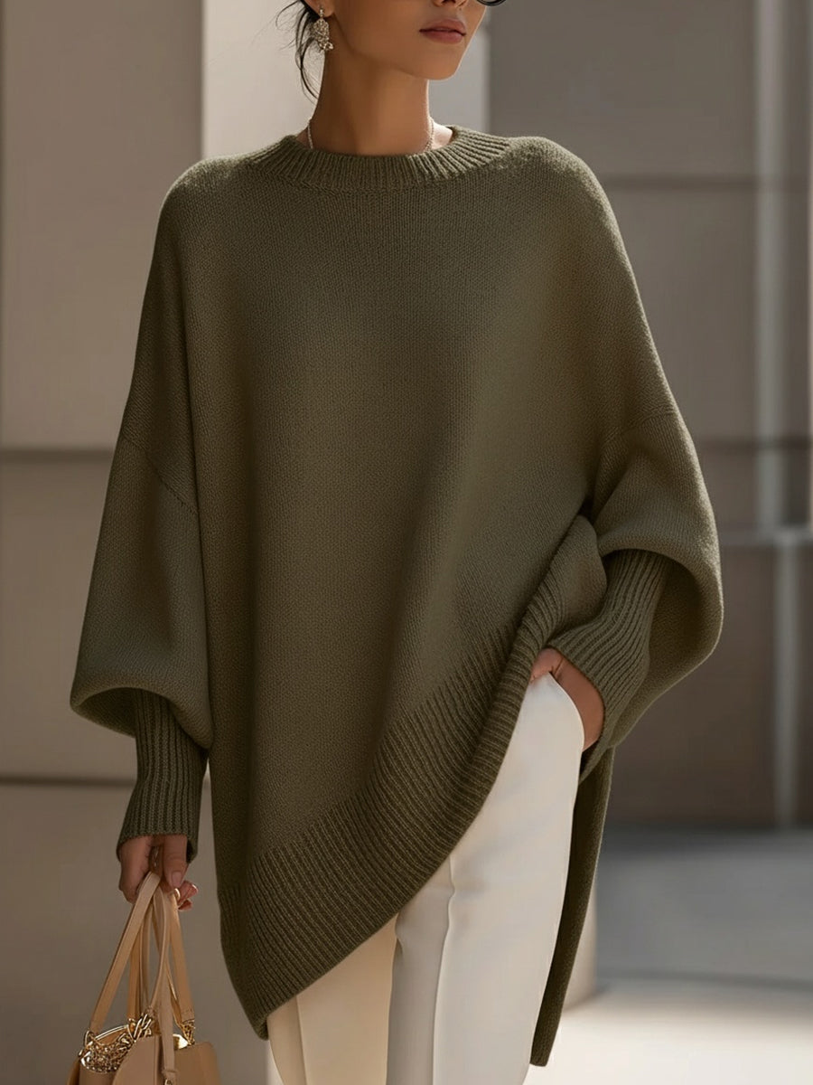 Women's Oversized Batwing Knit Poncho Sweater