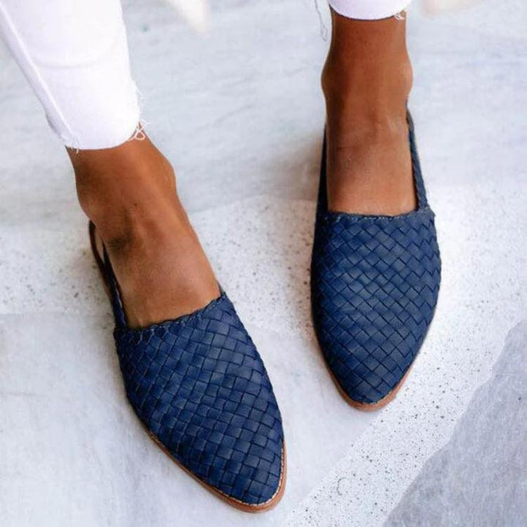 Woven Slip-On Flats Pointed Toe Casual Chic Style