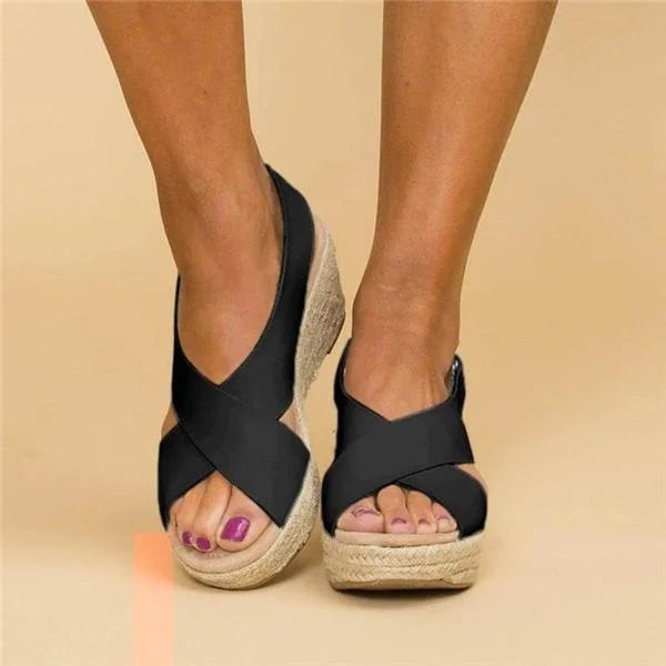Casual Cross-Strap Wedge Sandals for Women