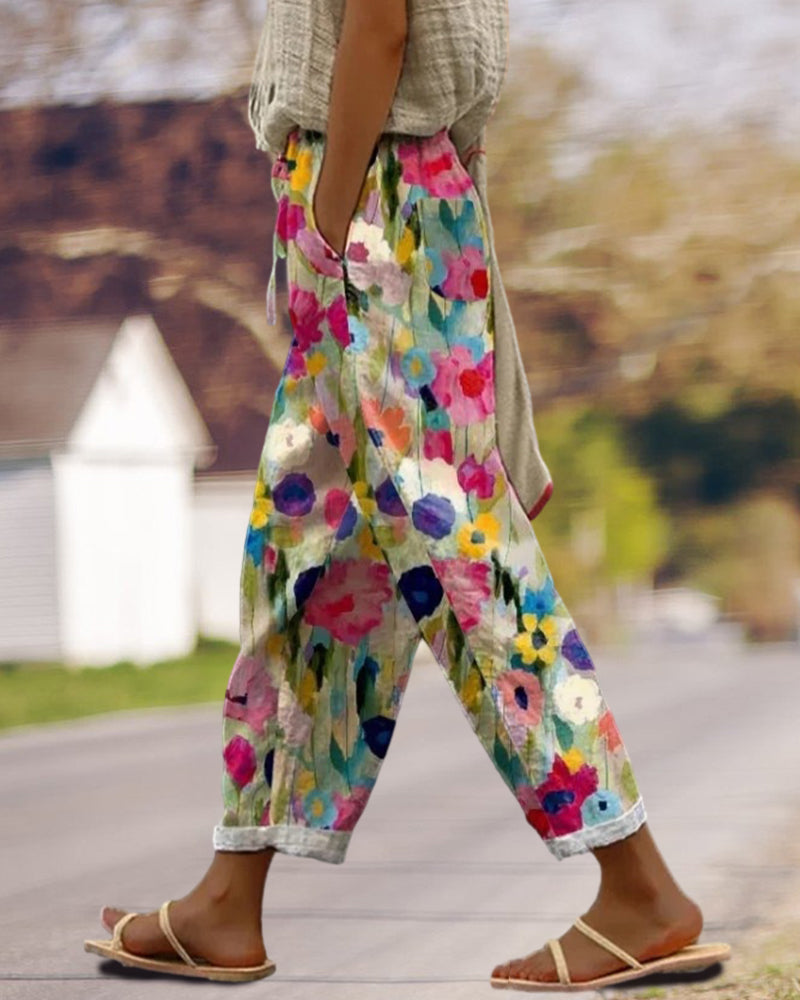 Women’s Casual Floral Print Relaxed Fit Pants