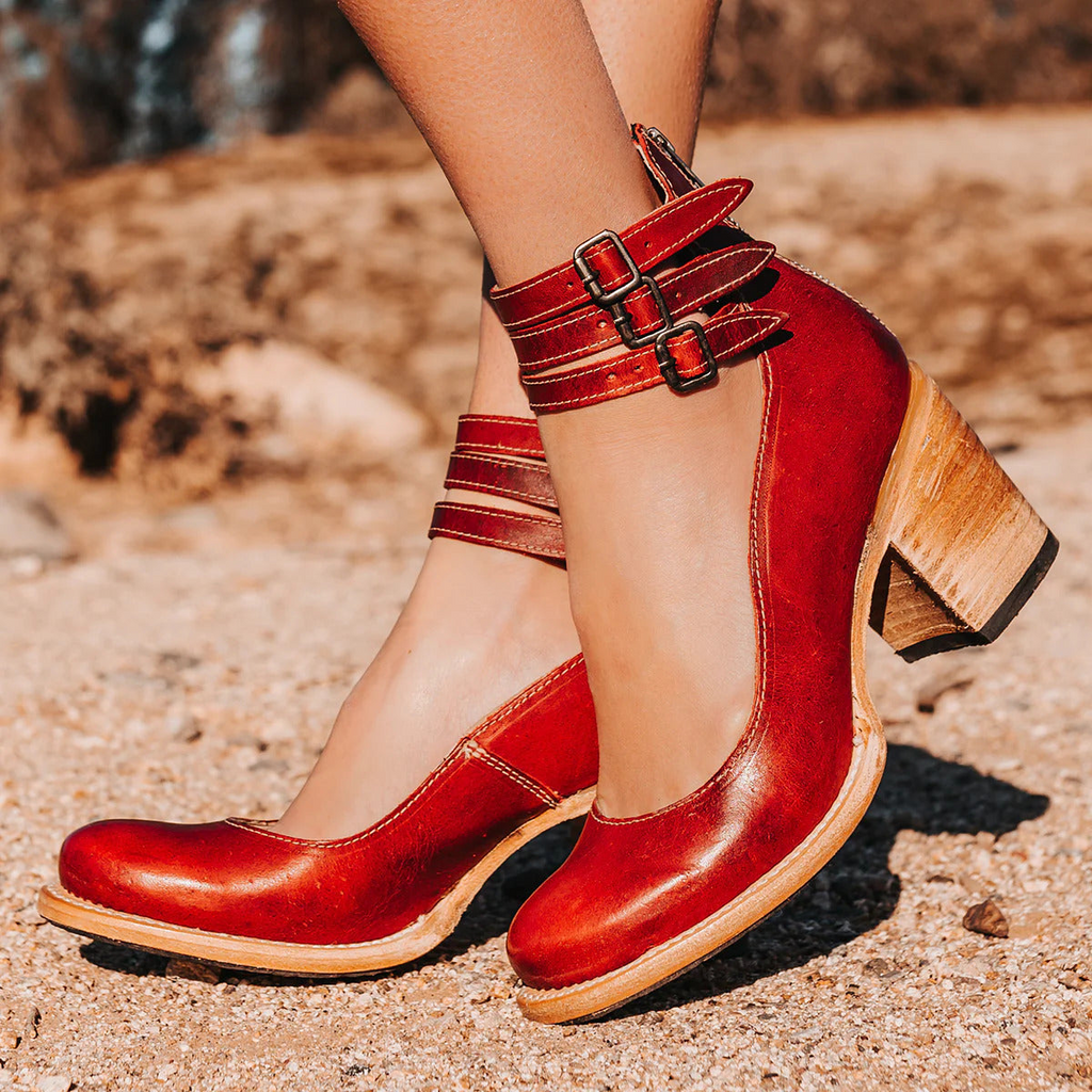 Chunky Heel Strap Shoes for Women Casual Vintage Style