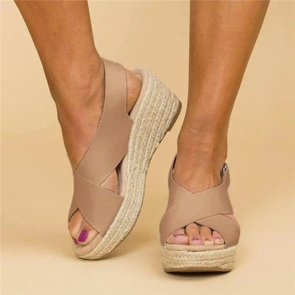 Casual Cross-Strap Wedge Sandals for Women