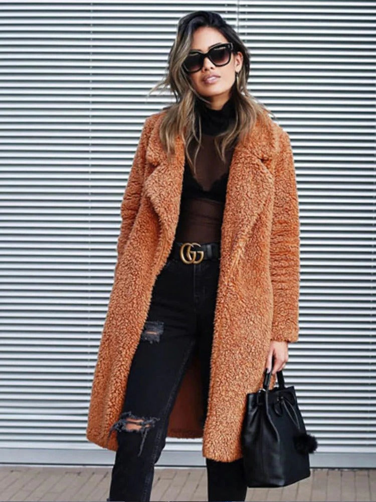 Soft Women's Fleece Teddy Coat Long Style