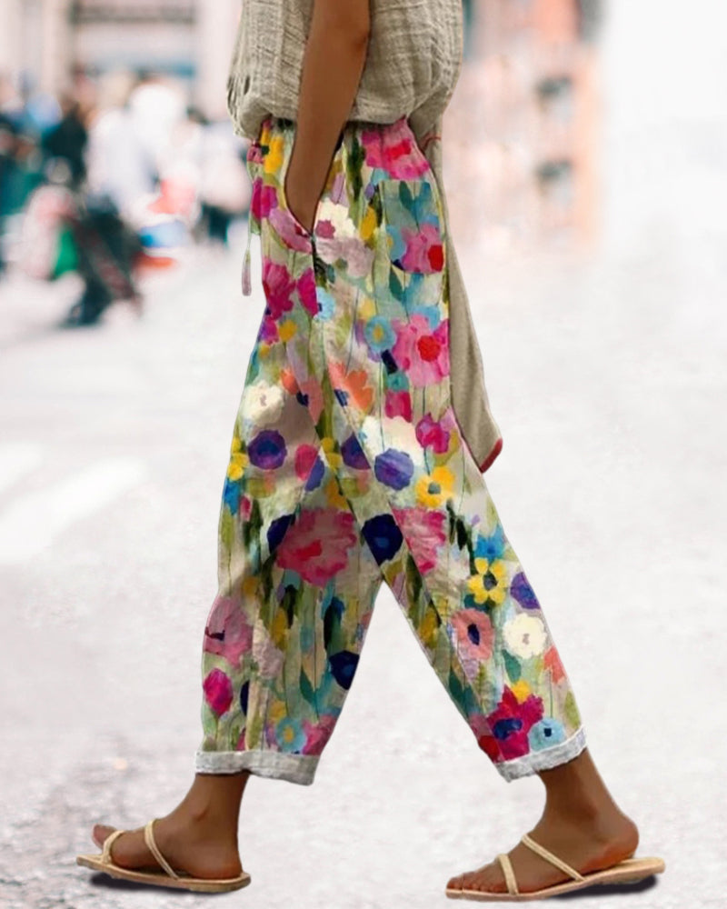 Women’s Casual Floral Print Relaxed Fit Pants