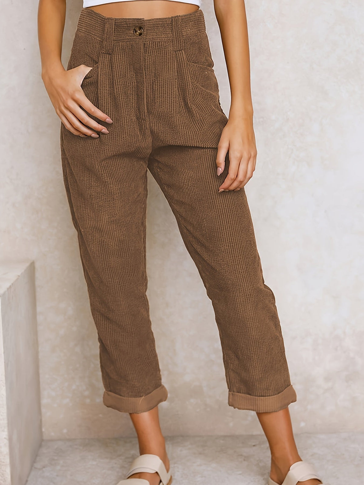 Women’s Casual Corduroy Relaxed Fit Tapered Pants