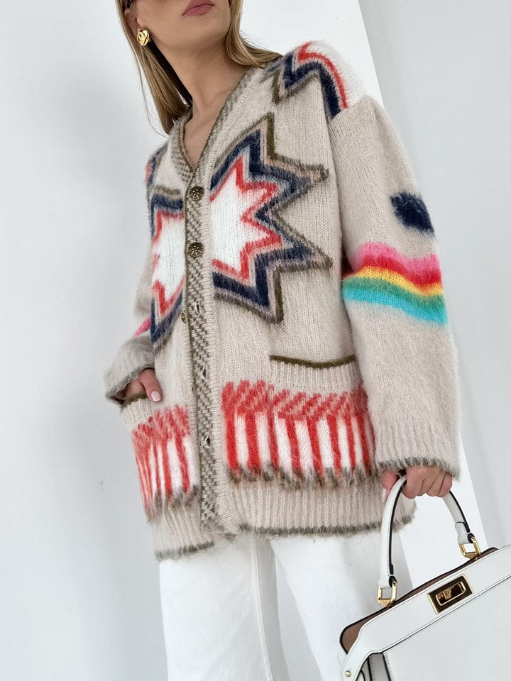 Women's Boho Geometric Knit Cardigan